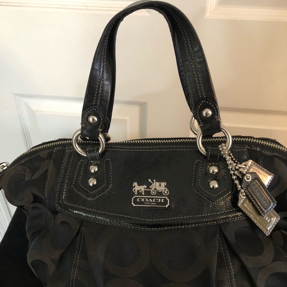 Coach Handbags - Canvas Monogrammed Coach Satchel